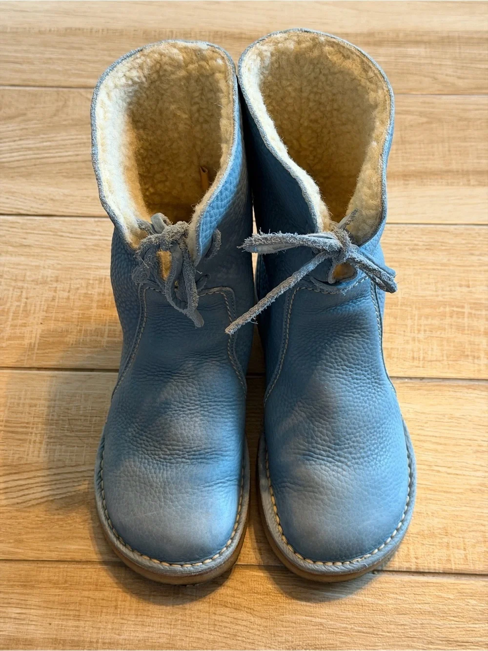 Duckfeet Arhus Blue Pebbled Leather Shearling Lined Boots Sz 39